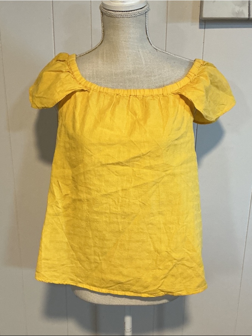 J. Crew Yellow Off-Shoulder Crop Top
